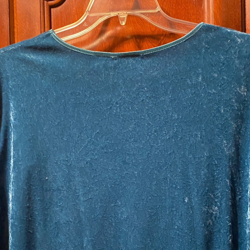 Elegant Blue Velvet vintage plus size Women's pullover Top - Picture 7 of 16